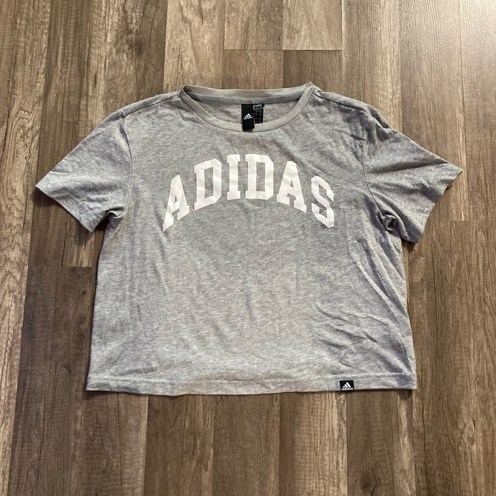 Adidas Heather Gray Tee with White Logo
